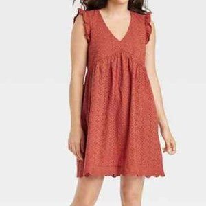 Knox Rose Ruffle Short Sleeveless Eyelet A-Line Dress